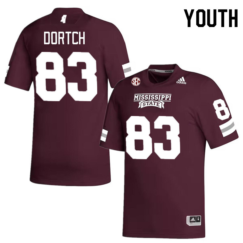 Youth #83 Marquez Dortch Mississippi State Bulldogs 2023 College Football Jerseys Stitched-Maroon